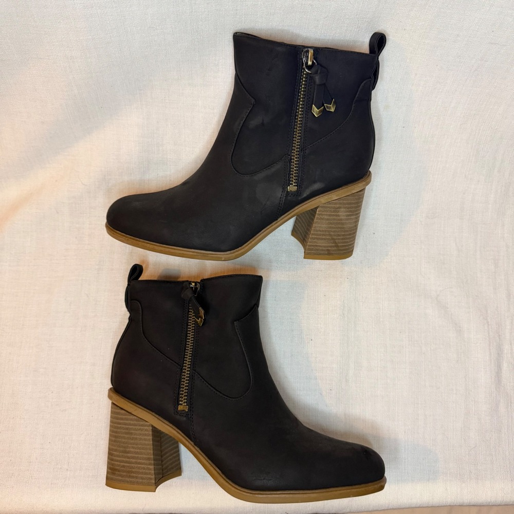 Dr. Scholls Rodeo Black Ankle Boots Block Heel Western Booties Womens 9.5 M